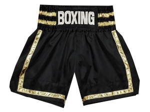 Custom Boxing Pants : KNBSH-032-Black-Gold